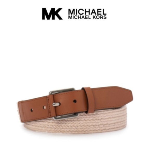 Michael Kors Roller Buckle Belt Cotton Blend Beige Large & Extra Large - Picture 1 of 7